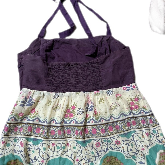 Anthropologie Maeve Purple Skoura Idyll Tree Print Halter Maxi Dress Size 0 - Picture 5 of 14